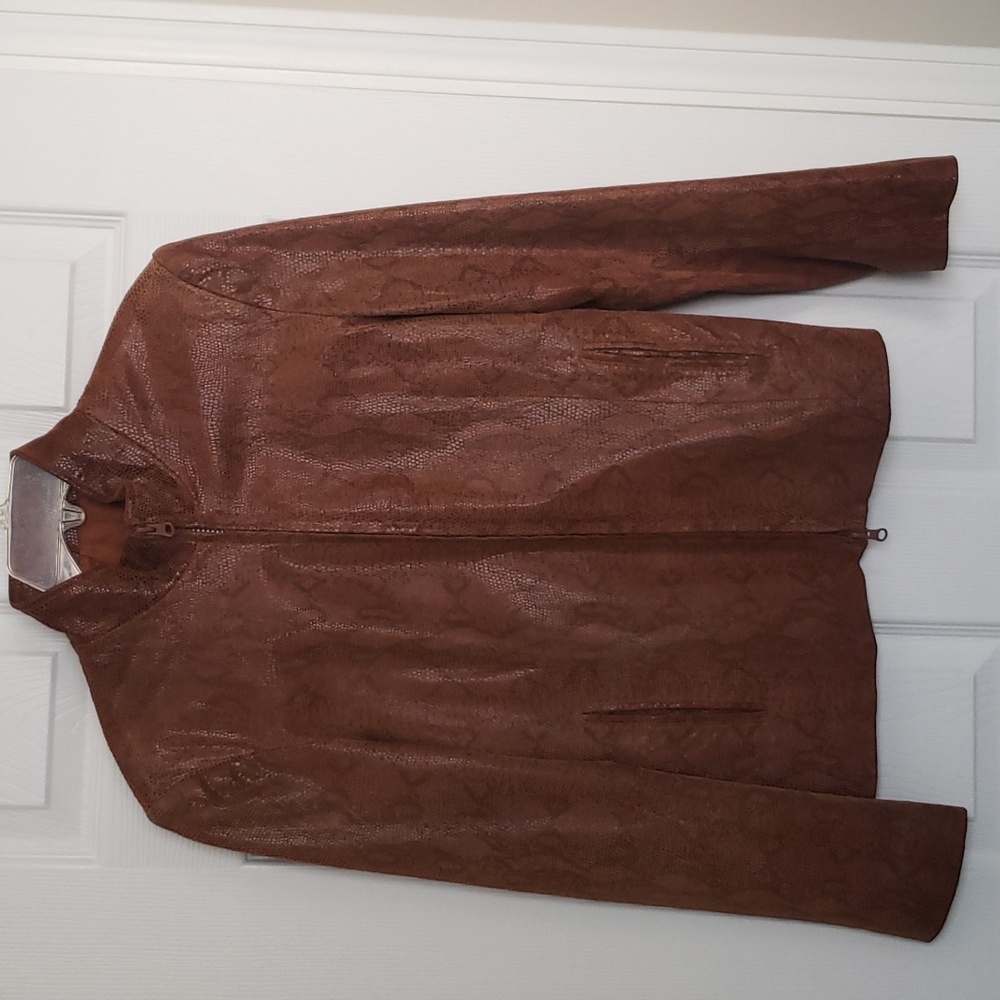 Brandon Thomas women's brown 100% leather jacket size 4